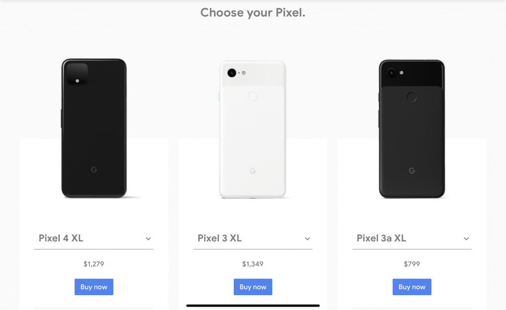 Compare pricing of google Pixel 4